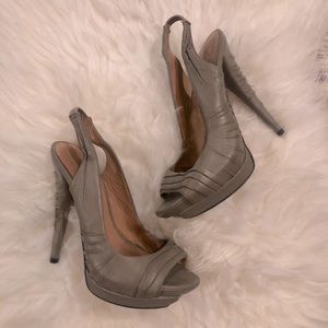 ***SOLD***Taupe ruched leather ETHER heel by Gwen Stefani